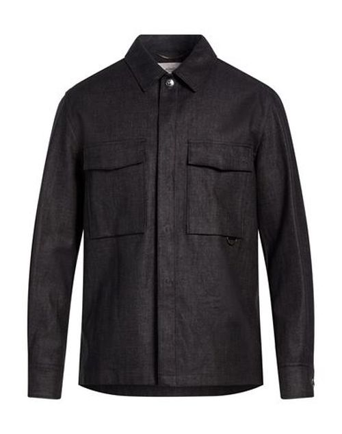 Man Shirt Midnight blue Size S Linen, Polyester