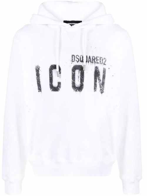 Dsquared2 Icon  pray platter Cotton Hoodie White - White