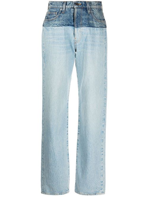 High-rise straight-leg jeans - Blue