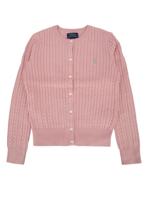 Cable-Knit Cardigan — Pink