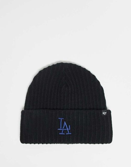 LA Dodgers ribbed cuff knit beanie in black