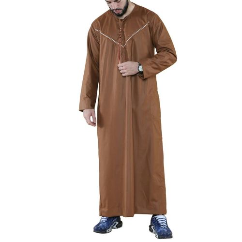 Thobez Mens Thobe Jubba Islamic Clothing Muslim Kaftan Emirati Omani Robe Casual Cotton - Came