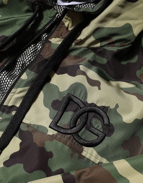 Camouflage-Printed Hooded Sweatshirt — Green