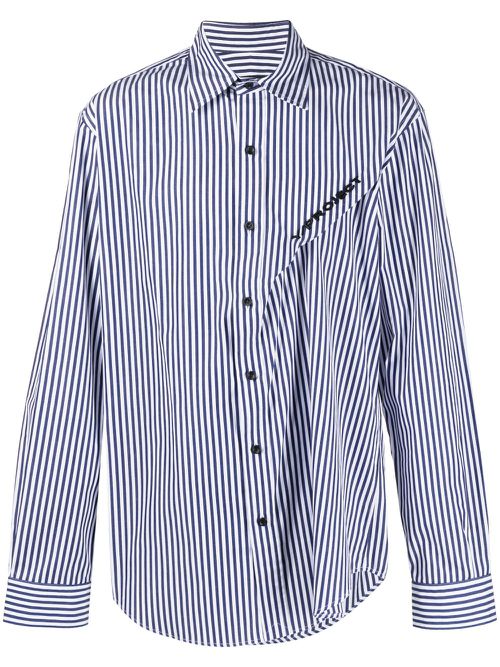 Logo-embroidered striped shirt - Blue