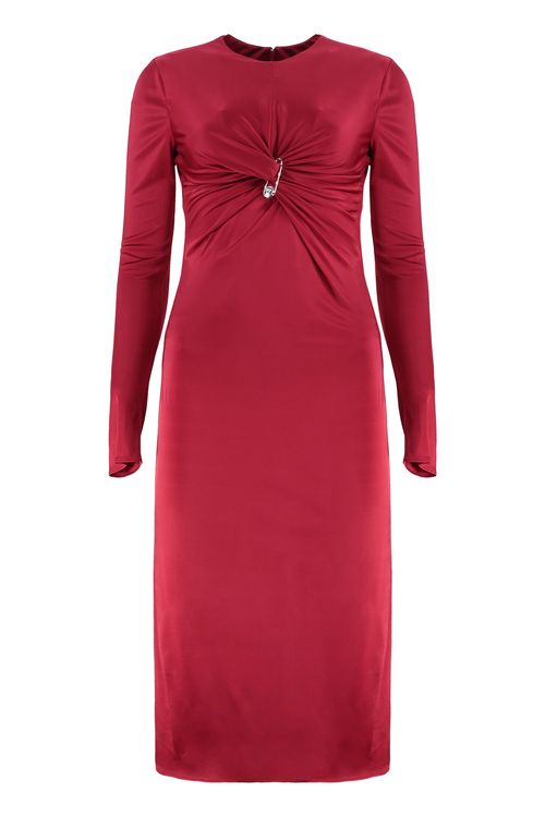 Gathered Jersey Dress — Red