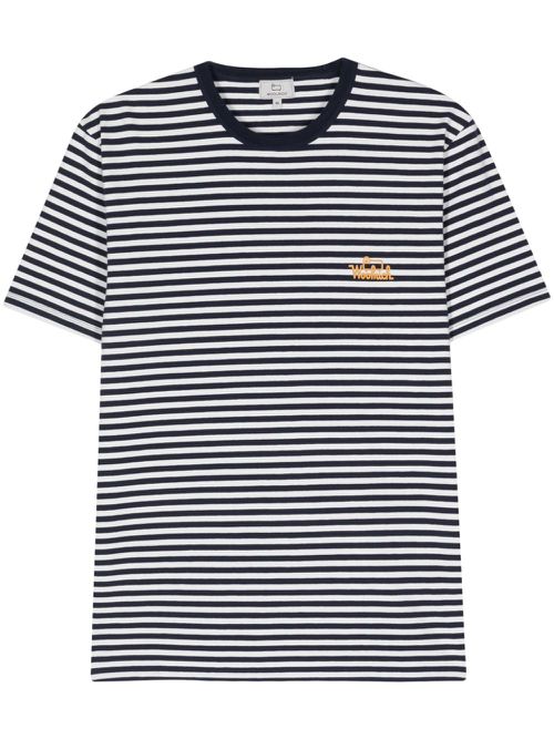 Logo-print striped T-shirt - Blue