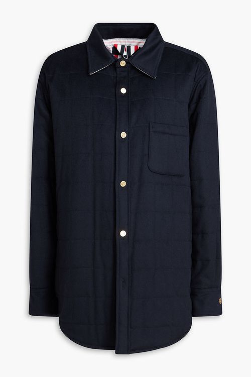 Quilted cashmere-felt down overshirt - Blue - 4
