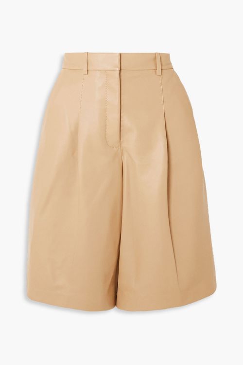 Tarah pleated leather shorts - Neutral - FR 32