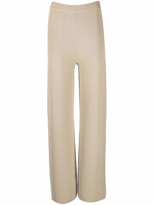 Straight-leg knitted trousers - Neutrals