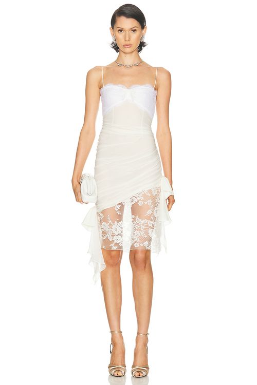Alessandra Rich Lace Mini Dress in White - White. 42 also