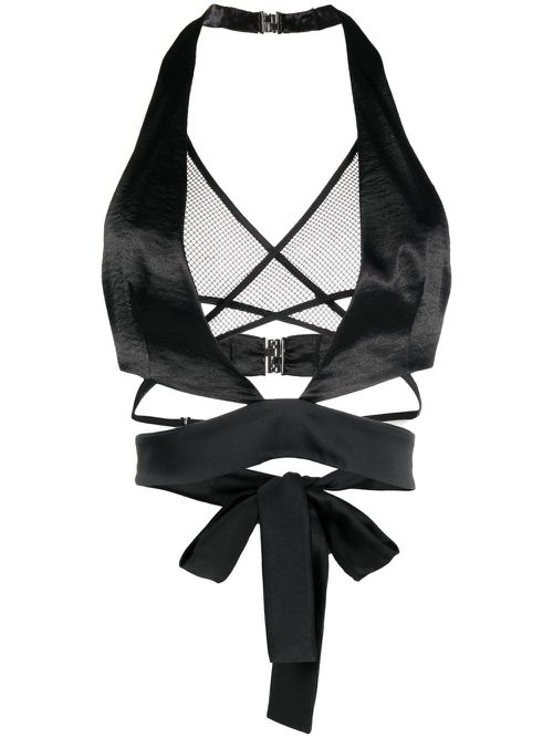 Wrap-around halter-neck top - Black