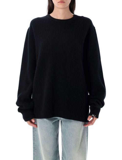 Unisex Ribbed Cashmere Sweater - Long Sleeve with Slit Neck (Size U)