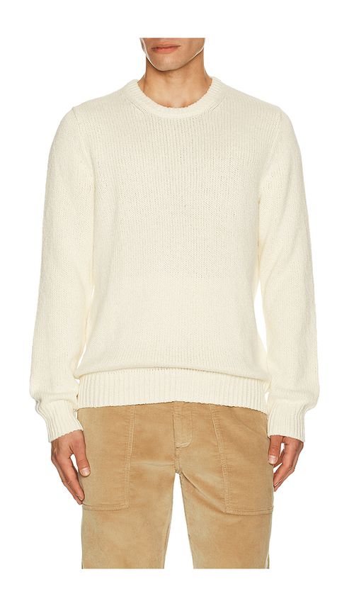 Faherty Heirloom Crew Neck Sweater in White. L. Also in S, M, XL/1X