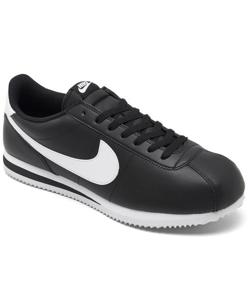Men's Classic Cortez Leather Casual Sneakers from Finish Line - Black, White