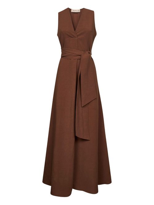 Poplin midi dress - Brown