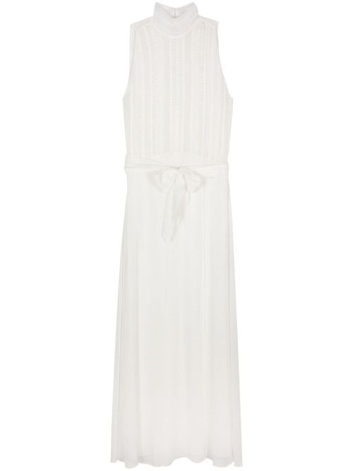 Pleat-detail sleeveless maxi dress - White