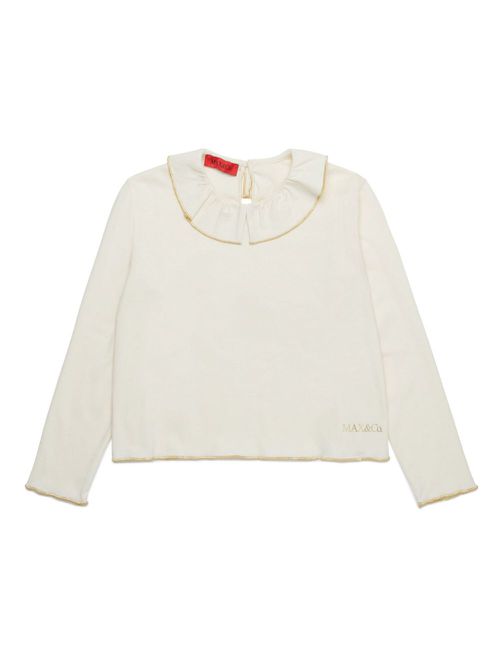 Ruffle-collar cotton top - Neutrals