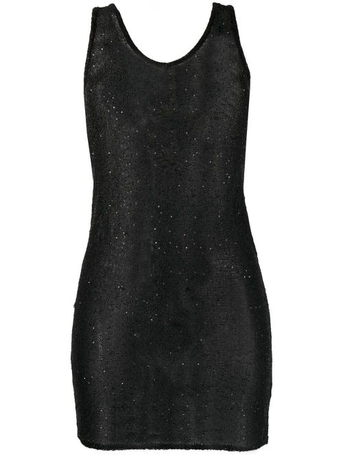 Sequin-detail transparent-effect top - Black