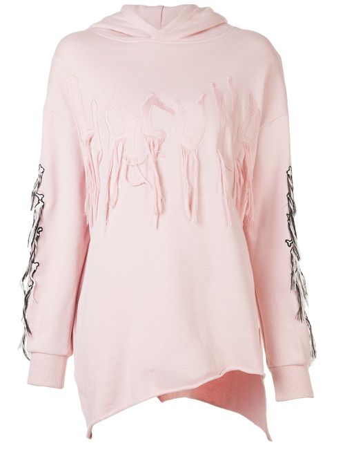 Visionary asymmetric patch hoodie - Pink