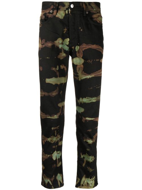 Abstract-print straight-leg jeans - Black