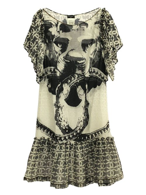 2000s graphic-print dress - Black