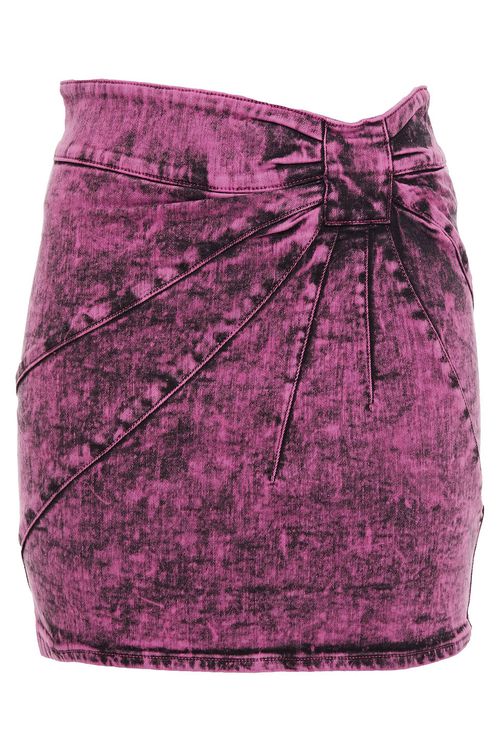 Ruched tie-dyed denim mini skirt - Purple - IT 38