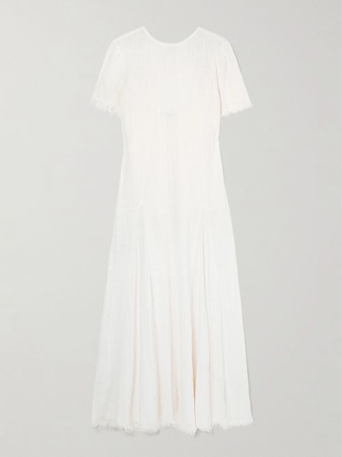 Le Havre Fringed Cotton-gauze Midi Dress - Cream