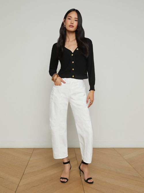 L'AGENCE Cody Barrel-Leg Jean In Blanc