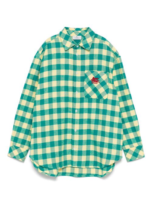 Gingham-pattern shirt - Green