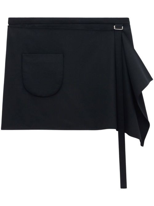 Draped-detail wool miniskirt - Black