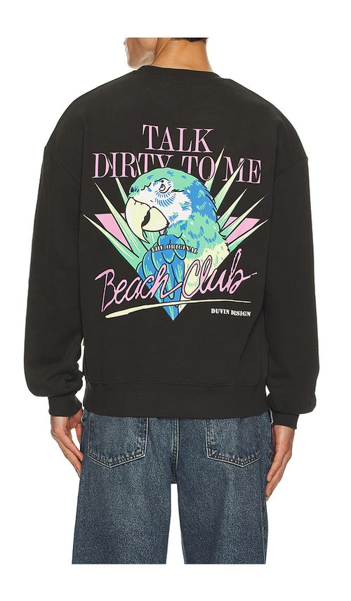 Duvin Design Talk Dirty Crew Sweatshirt in Black. - XL/1X also in L