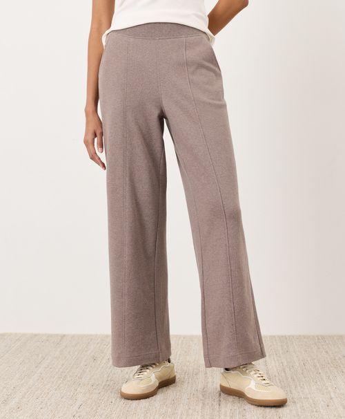 Women's Deep Taupe Heather Airplane Pintuck Wide Leg Pant Z