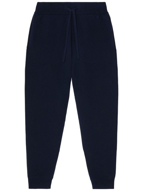 Logo-embroidered cashmere track pants - Blue