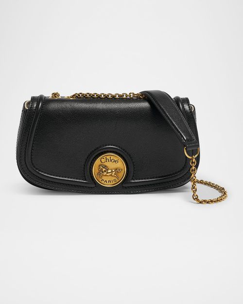Horse Medal Wallet on Chain in Grained Leather
