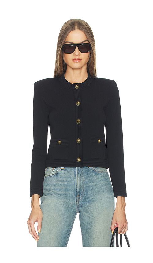 L'AGENCE Patsy Crop Crew Cardi in Black. - L also in M, S