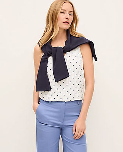 Ann Taylor Mixed Media V-Neck Shell Top