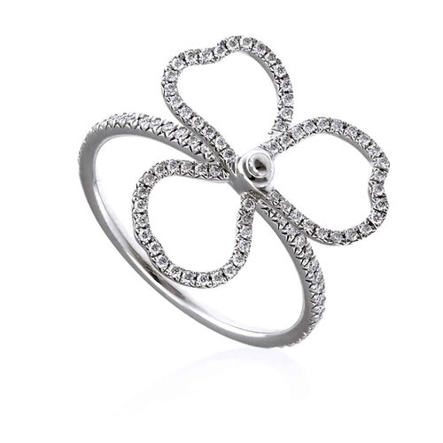 & CO. Ladies Paper Flowers Diamond Open Flower Ring