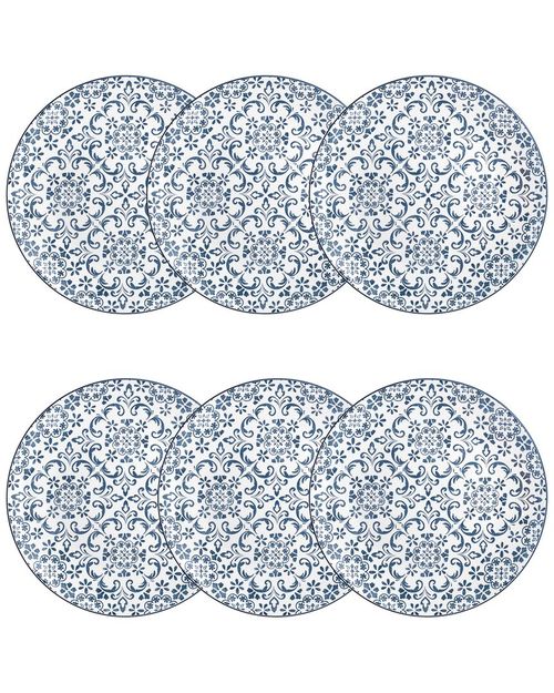 Set Of 6 Mediterranean Blue Dinner Plates