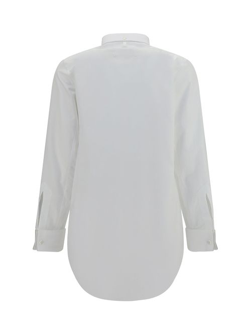 Band Collar Cotton Shirt — White