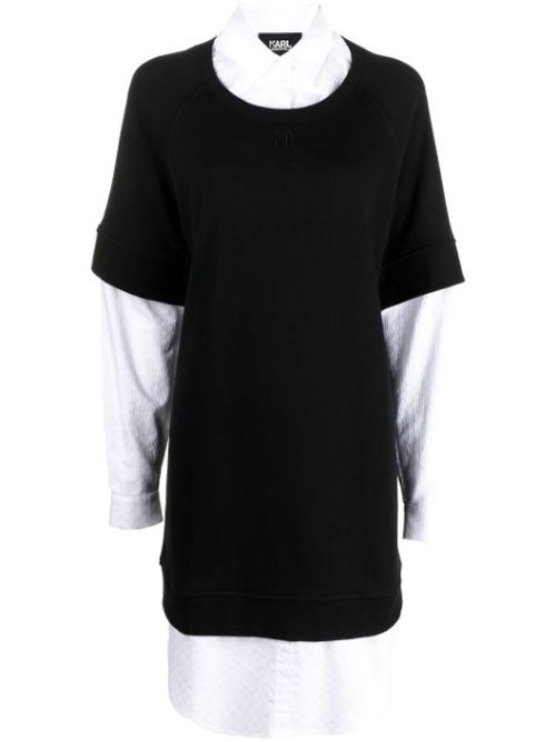 Layered shirt sweatshirt dress