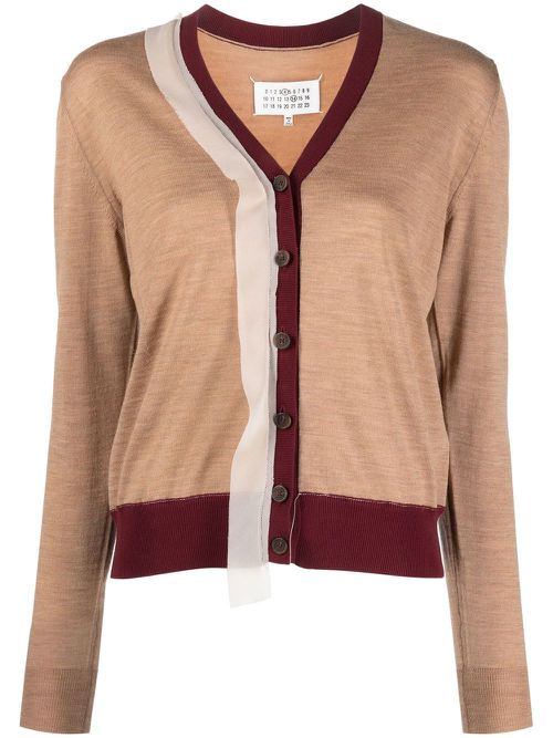Contrast-panel cardigan - Neutrals
