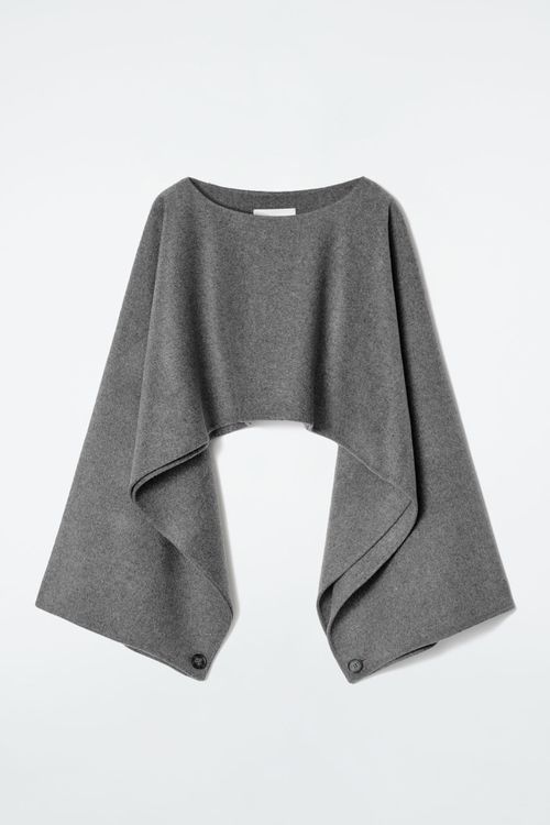 DOUBLE-FACED WOOL HYBRID CAPE