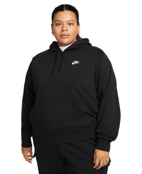 Plus Size Active Sportswear Club Hooded Fleece Sweatshirt - Black/white