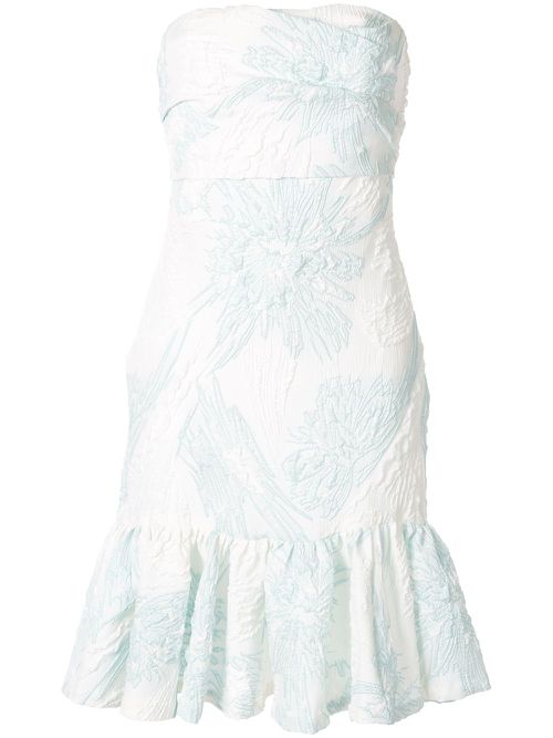Floral strapless dress - White