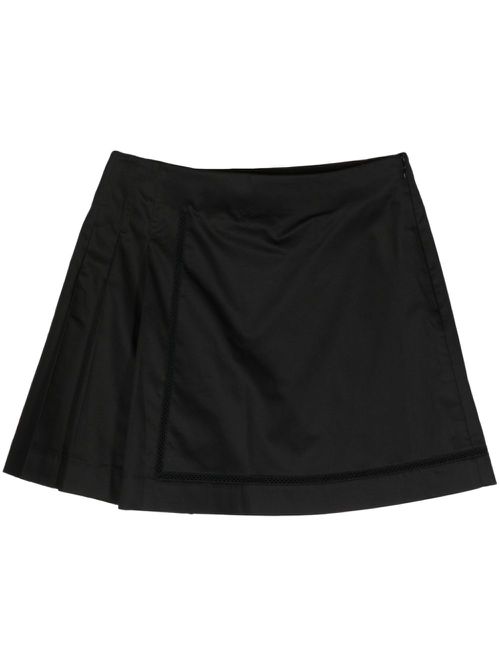 Pleated cotton miniskirt - Black