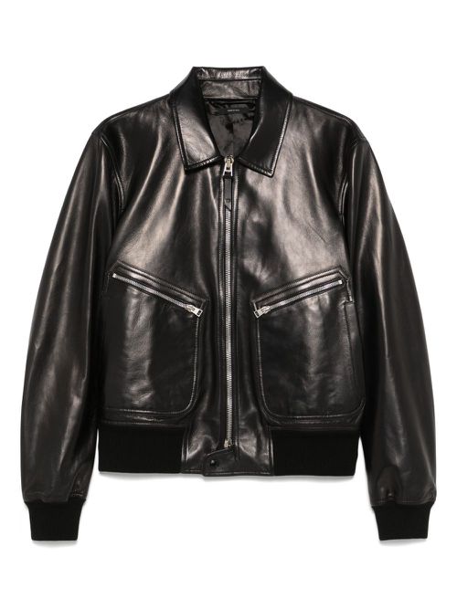 Leather bomber jacket - Black