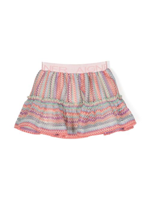 Woven tiered cotton skirt - Pink