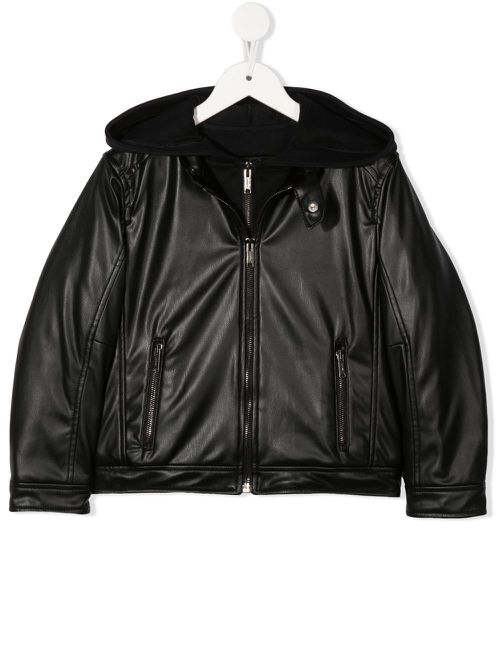 Hooded zipped-up jacket - Black
