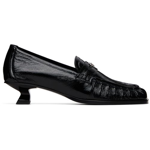 Black D-Amber-Penny Naplak Leather Loafer Heels