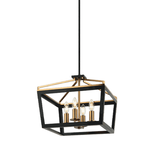 Matteo Mavonshire 4-Light Chandelier In Black With Aged Gold Bra